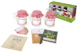 Strawberry jam pot set with a screw cap cover